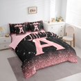 thumbnail image 2 of Manfei Kawaii Bow Personalized Initial A Twin Bedding Sets 7-Piece for Girls,Gradient Glitter Print Bedding Comforter Set for Kids Teens,Pink Reversible,Ultra Soft Home Decor, 2 of 7