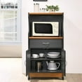 Hodedah Wheeled Microwave Island Cart with Drawer and Storage