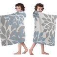 thumbnail image 4 of Blue and Gray Floral Pattern Hooded Bath Towel，50"x30" for Ages 3 To 12 Kids, Quick Dry Lightweight Soft Microfiber Hood Beach Towel Cover Up for Kids, 4 of 7