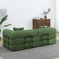 thumbnail image 5 of Demi Bonn 77" Convertible Sleeper Sofa Bed, Corduroy Foldable Mattress Couch with Cylindrical Pillow & Fixed Frame for Living Room, Bedroom, Green, 5 of 8
