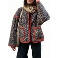 thumbnail image 1 of Chaqueta Acolchada Corta con Estampado Floral Vintage para Mujer, Chaqueta Corta Abierta Al Frente, Ropa de Abrigo Floral Pequeño Negro L, 1 of 10