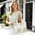 thumbnail image 5 of Women's Vintage Gingham Floral Quilted Tote Bag, Large Capacity Casual Shoulder Bag for Shopping, 5 of 5