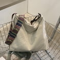thumbnail image 3 of Bolso de mano grande para mujer, bolso cruzado, bolso de moda para mujer, bolso de pana, bolso de hombro de moda, negro y blanco roto, 3 of 5