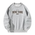 thumbnail image 2 of Sudadera con cuello redondo para mujer, hombros caídos, ropa de moda para mujer, gris, informal, holgado M, 2 of 8