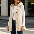 thumbnail image 5 of Autumn Clothing Ladies Lightweight Winter Vest Sleeveless Hooded Jacket Fleece Button up Jacket Solid Color Outerwear with Pockets My Order My Items, 5 of 9