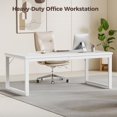 thumbnail image 3 of unbranded 40 Inch Computer Desk, 1.2" Thick Modern Simple Study Writing Table, Heavy Duty Industrial Office Desk for Home Bedroom Workstation, White, 3 of 18