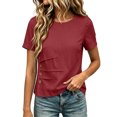 thumbnail image 5 of Josdec Women's Cotton Linen Blend Round Neck Short Sleeve Side Button Detail Casual Summer Beach Vacation Top S-XXXL, 5 of 7