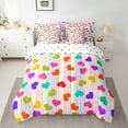 thumbnail image 2 of Feelyou Colorful Love Heart Bedding Comforter Set 7pcs for Kid, Stripes Geometric Queen Bedding Sets, Kawaii Cute Cartoon Reversible Queen Sheet Sets, Microfiber Bedroom Decor, 2 of 7