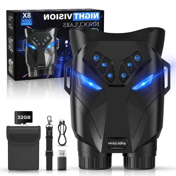 BEBANG 8X Night Vision Binoculars, 4K Infrared Night Vision Goggles with 3" IPS Screen, 984ft/300mm Night Vision and Day Range, 4000mAh Rechargeable Battery, 32GB