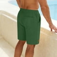 thumbnail image 6 of lcziwo Mens Swim Shorts Cotton Linen Knee Length Elastic Waist Hiking Shorts with Pockets Beach Travel Golf Drawstring Chino Short Army Green M, 6 of 8