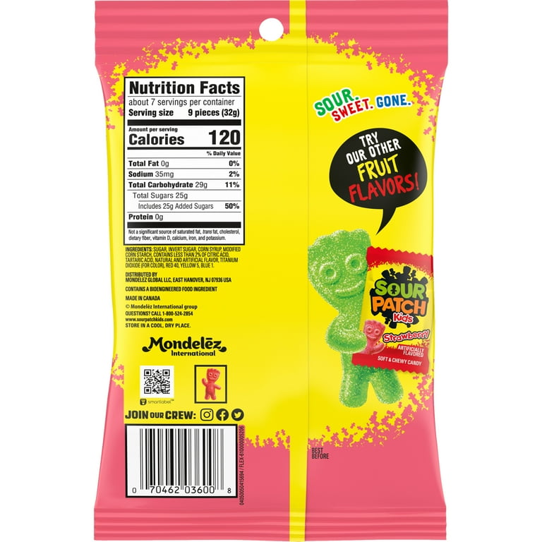 SOUR PATCH KIDS Chewable Watermelon Gummy Candy, Soft