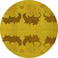 thumbnail image 1 of Ahgly Company Indoor Round Oriental Yellow Modern Area Rugs, 8' Round, 1 of 4