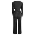 thumbnail image 5 of sususu Women's Jumpsuit Long Sleeve Square Neck Belted Wide Leg Romper Outfit Elegant Casual Loose Overalls,Black,XL, 5 of 5