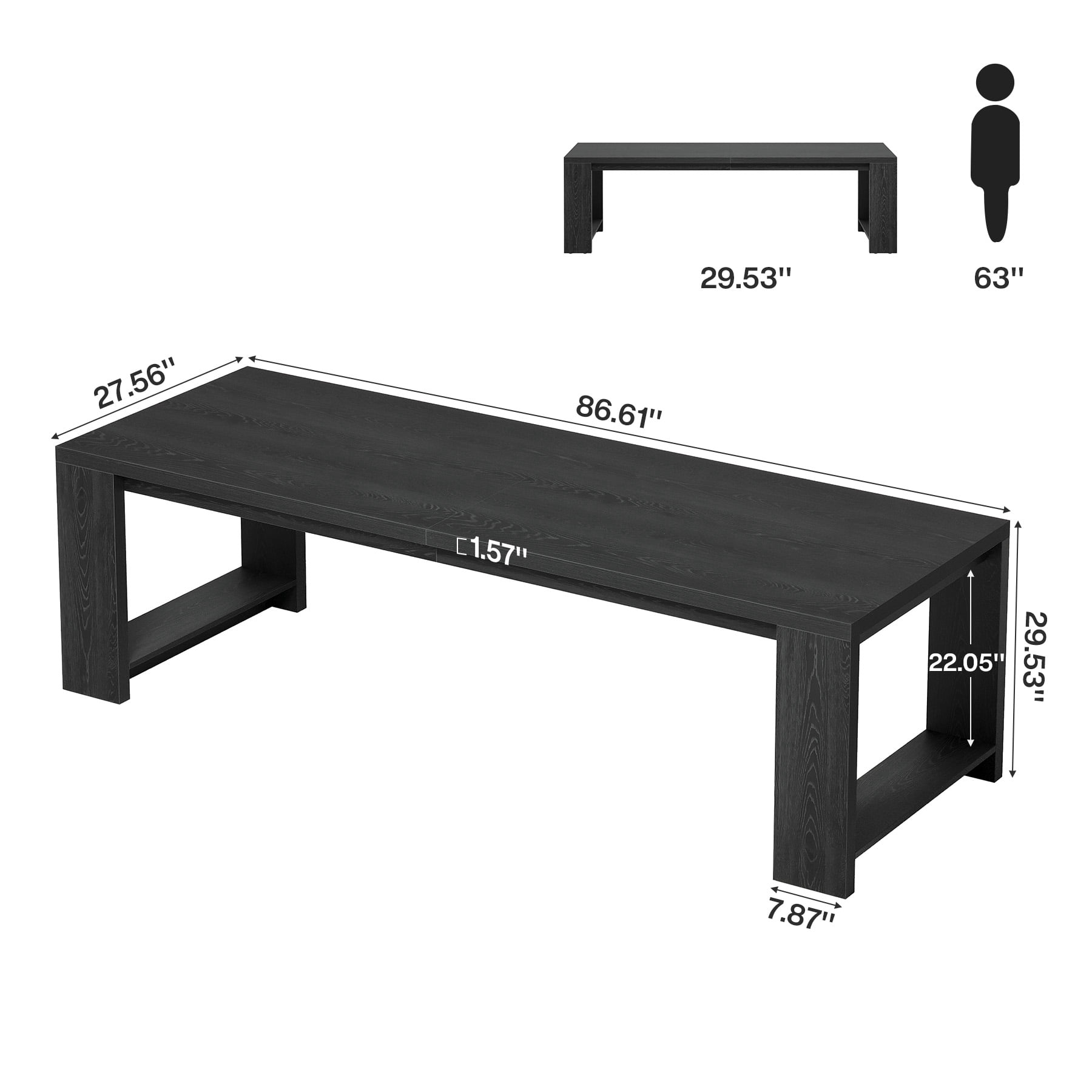 Tribesigns 86.61-inch Dining Table for 6-8, Farmhouse Kitchen Table, Extra Long Rectangular Dinner Table, Black