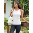 thumbnail image 6 of ANFERRY Women's Fitting Seamless Tank Tops Ribbed Crew Neck Racerback Workout Camisoles with Built in Bra, 6 of 8