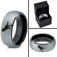 thumbnail image 4 of Tungsten Tyrannosaurus Rex Band Ring 8mm Men Women Comfort Fit Black Dome Brushed Gray Polished, 4 of 4