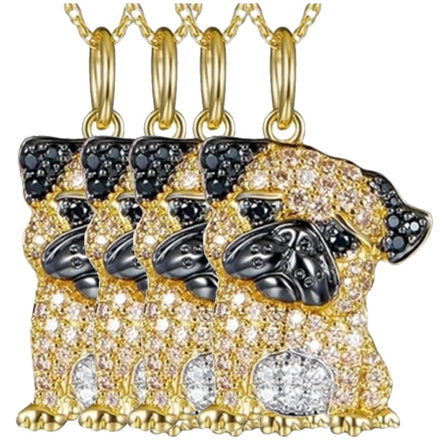 Collares para Obsequio DogNeck13 4Pzas Coy Pug Dorado Metal Cadena y Dije High Monaco MXNOG-004