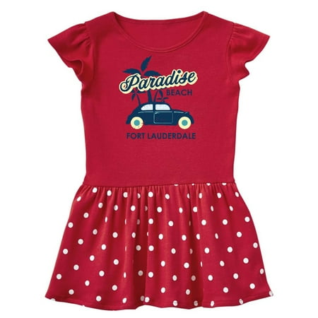 

Inktastic Paradise Beach in Fort Lauderdale with Palm Trees and Car Gift Toddler Girl Dress