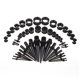 thumbnail image 1 of 50pcs Kit de camilla de oreja (Negro 1) Túneles de silicona Conos de acrílico y tapones Juego de medidores de expansor de ojales para mujeres Hombres Joyería de perforación corporal, 1 of 4
