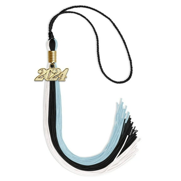 Endea Graduation Black/Light Blue/White Graduation Tassel with Gold Date Drop