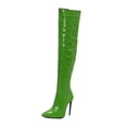 thumbnail image 6 of Over the Knee Boots for Women Shiny Pointed Toe Stiletto (Green 37), 6 of 6