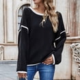 thumbnail image 6 of JINMGG V Neck Sweaters for Women Fall Winter Clearance,Women's Fashion Solid Loose Round Neck Long Sleeve Pullover, 6 of 8