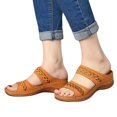 thumbnail image 1 of Women Chic Sandals Pure-color Flower Printed Slippers Open Toe Breathable for Summer Beach, 1 of 6