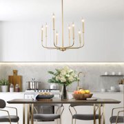 LNC 8-Light Matte Gold Modern/Contemporary Candle LED Dry rated Chandelier for Living Room