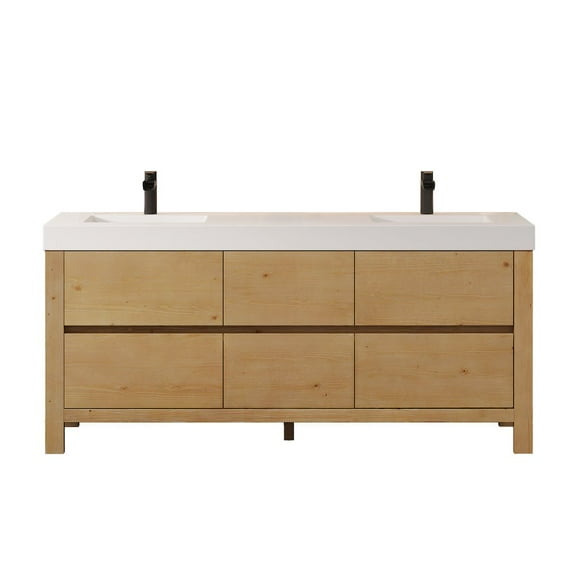 Altair-15 72" Double Bathroom Vanity in with White Artificial Stone Integrated Sink