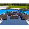 thumbnail image 2 of Sorrento 4-Piece L Resin Wicker Outdoor Patio Furniture Conversation Sofa Set in Gray w/ Three-seat Sofa, Two Armchairs, and Coffee Table (Flat-Weave Gray Wicker, Polyester Light Gray), 2 of 3
