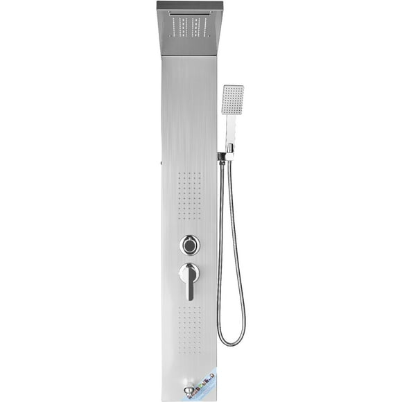 KFFKFF Shower Ensemble, Quintuple Functionality, Illuminated Shower Column, Cascading Rain, Waterfall Effect, Dual Body Hydrotherapy Jets, Bathtub Faucet, Detachable Shower Head with 59" Tubing