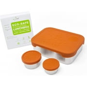 Ecozoi LEAK PROOF Stainless Steel 1-Tier Eco Lunch Box Metal Bento Box | 2 BONUS PODS and Silicone Lid