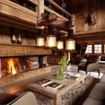 thumbnail image 4 of 4 Lights Rustic Wood Chandelier, Industrial Vintage Wooden Ceiling Lamp Hanging Pendant Light Retro Suspension Lighting Fixture for Living Dining Room Bedroom Kitchen Restaurant Coffee Shop, 4 of 8