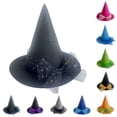 thumbnail image 2 of Quealent Kids Witch Hat Girls Lace Halloween Hat for kids Youth Teens Halloween Decorations Party (Blue, One Size), 2 of 7
