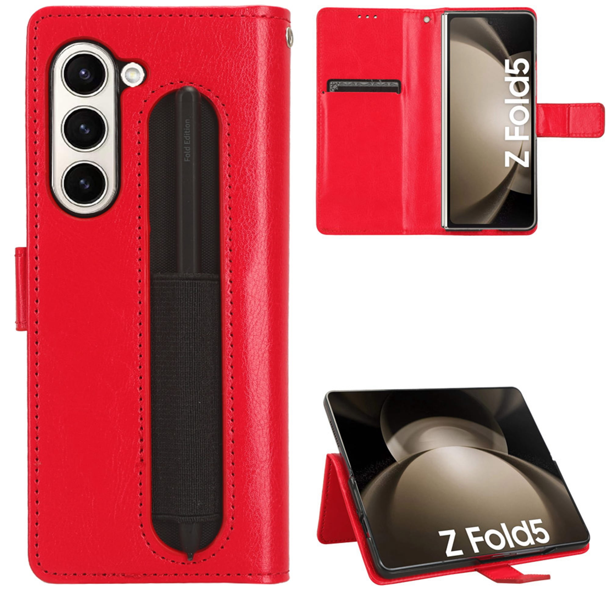 Dteck Galaxy Z Fold 5 5G Wallet Case with Pen Holder, Wallet