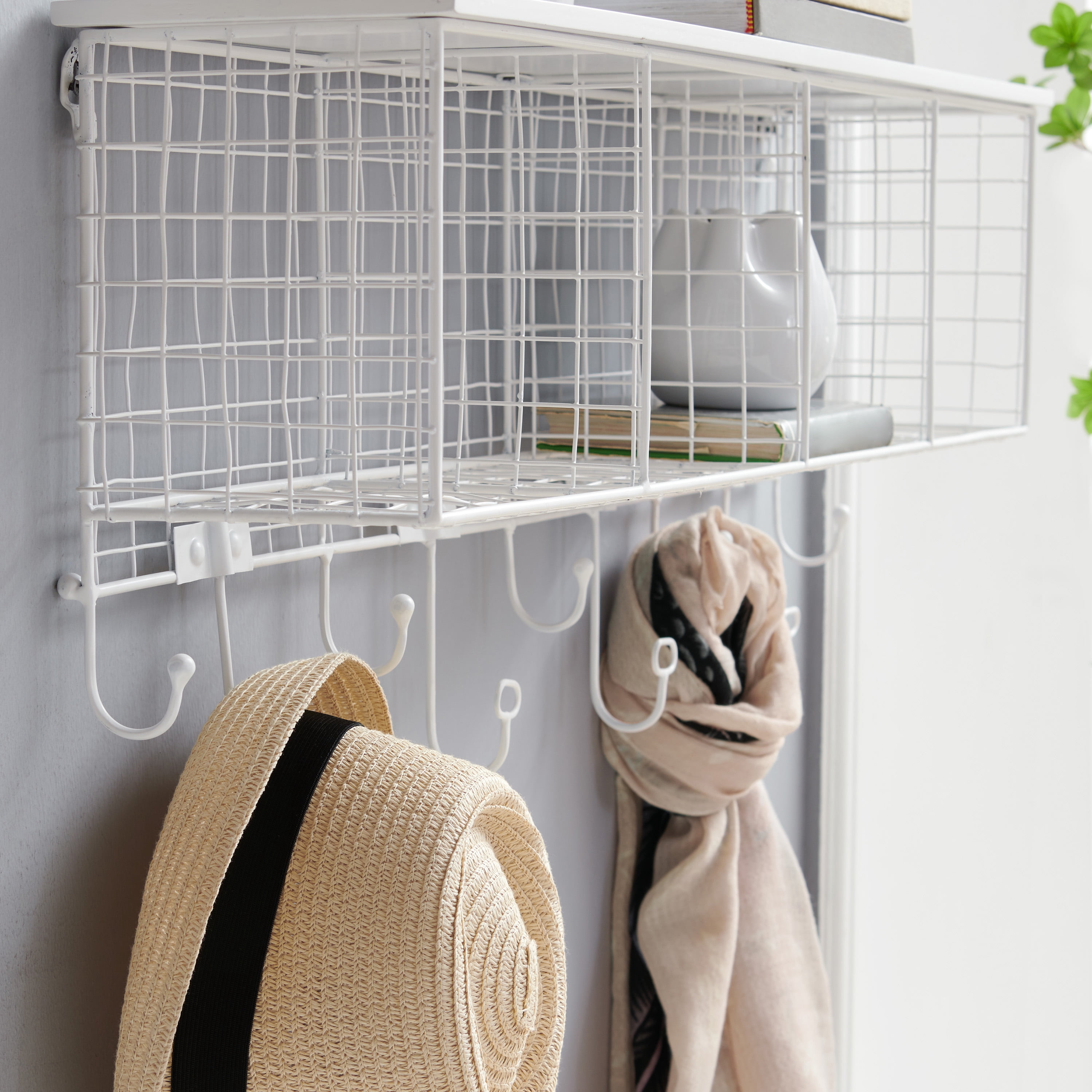 Linon Concord 4-Basket Wall Mounted Storage Organizer, White