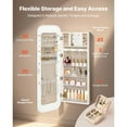 thumbnail image 3 of KFFKFF Mirror Jewelry Cabinet, 42.5-inch Tall, Full-Length Mirror with Storage, Wall Mount/Over the Door Jewelry Armoire Organizer, Rounded Design, White, 3 of 9