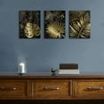 thumbnail image 4 of Black and Gold Bathroom Decor Botanical Plant Leaf Canvas Wall Art for Living Room Tropical Gold Leaves Prints Pictures Modern Aesthetic Boho Painting Artwork Bedroom Kitchen Home Decoration 12x16 3P, 4 of 6