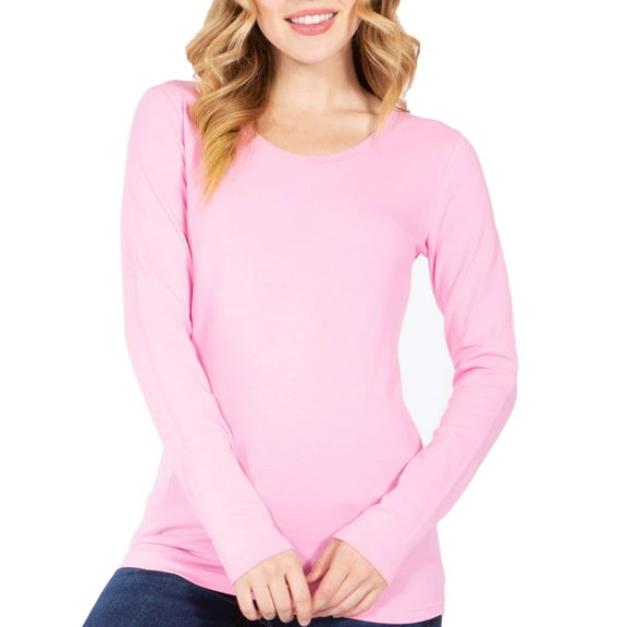 FashionMille Women's Long Sleeve Casual Basic Lightweight Round Neck Cotton T-Shirt Top