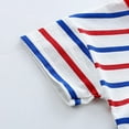 thumbnail image 3 of Boys' Summer New Round Neck Short Sleeve Set Trendy Wide Stripe T-shirt Shorts Casual Fashion Two Piece Set, 3 of 4