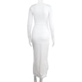 thumbnail image 3 of Long Sleeve Sexy Square Neck Waist-Exposing Slit Dress, 3 of 9