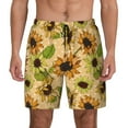 thumbnail image 2 of Picia Sunflowers pattern Mens Swim Trunks with Compression Liner Stretch Beach Shorts Quick Dry with Zipper Pockets No-Chafing Board Shorts-, 2 of 9