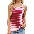 thumbnail image 1 of Camiseta sin mangas a rayas con bloques de color para mujer - Blusa informal de verano de poliéster y spandex, 1 of 8