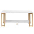 thumbnail image 3 of Miekor (106 x 50 x 48cm) Simple Double-layer Golden Iron Pipe Marble PVC Coffee Table Rectangular, 3 of 5
