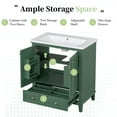 thumbnail image 4 of 30" Bathroom Vanity with Ceramic Sink, Modern Bathroom Storage Cabinet with 2 Doors and 1 Drawer, Freestanding Bathroom Vanities Solid Wood Frame, Dark Green, 4 of 9