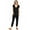 Black, variant on Wasabi & Mint Women's Lounge Relax Fit Short Sleeve Crop Jumpsuit (Large, Black)