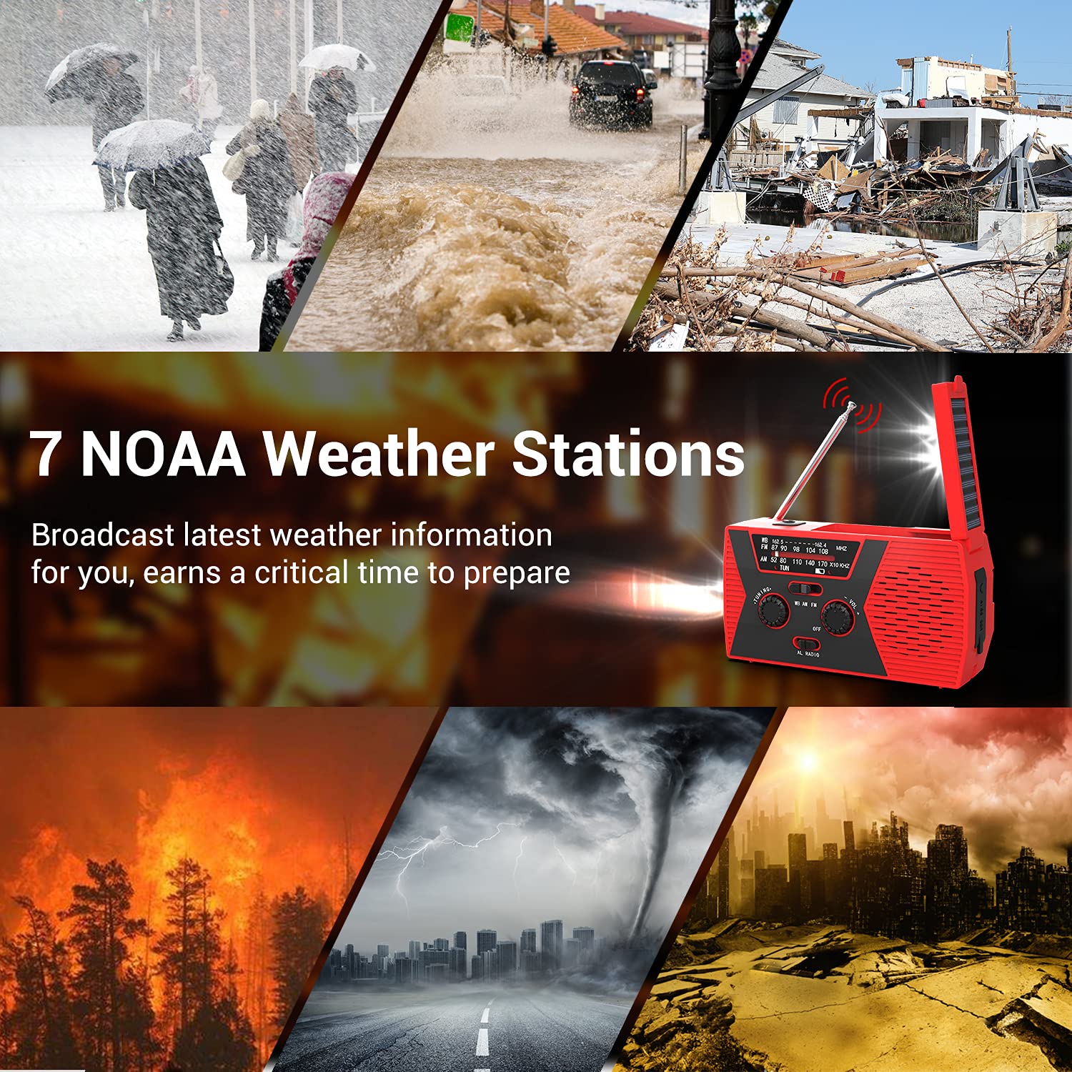 Anpro Emergency Weather Radio with Solar and Hand Crank photo 5