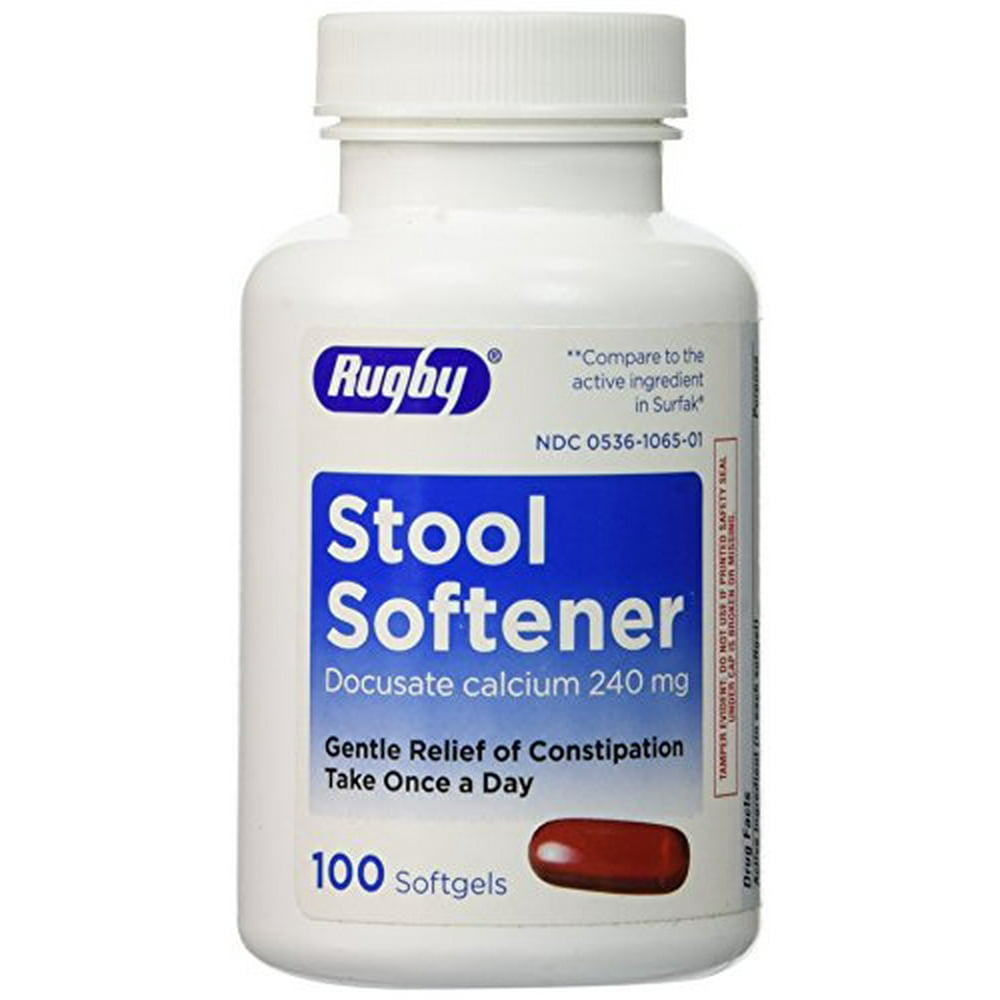 4 Pack Rugby Stool Softener Docusate Calcium 240mg 100 SoftGels Each