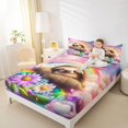thumbnail image 4 of Castle Fairy Preppy Kids Cartoon Sloth Queen Sheet Sets,Rainbow Animal Bed Set, 4 of 7