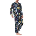 thumbnail image 3 of Bingfone Men'S Pajama Set 2 Piece Loungewear Pjs, Long Sleeve With Pajama Pants-Colorful Space, 3 of 9